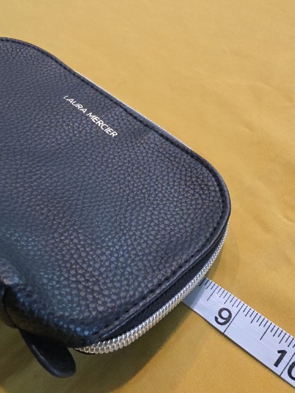 NWOT - Laura Mercier Black Pebbled Faux Leather Cosmetic Makeup Bag Pouch